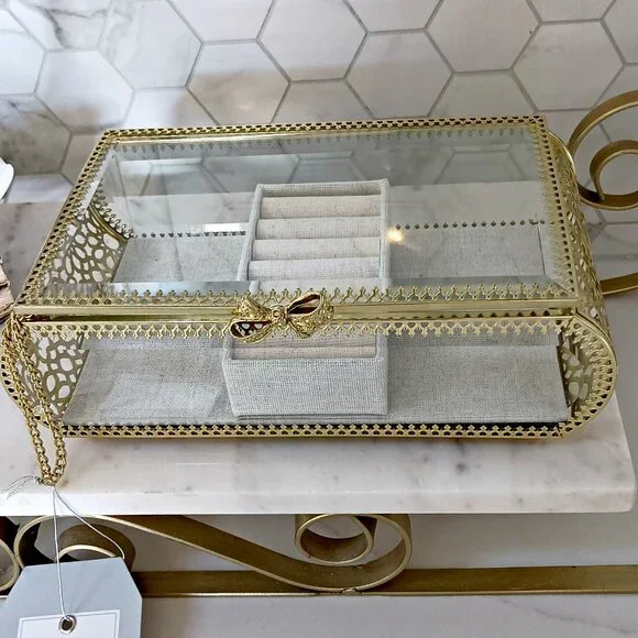 NEW! EXQUISITE Rachel ASHWELL CLEAR HINGED JEWELRY BOX - Picture 5 of 6